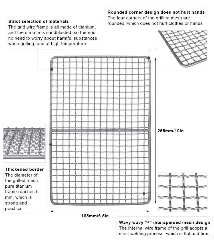 Barbecue Titanium Grates Replacement Outdoor BBQ Grill Grids Mesh Wire Net